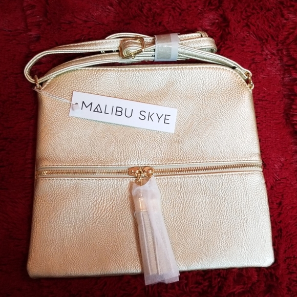 Malibu Skye vegan leather gold crossbody - Picture 1 of 7